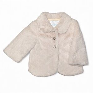 NWOT - Edgehill Collection - Baby Girls Faux Fur Winter Coat, Cream (12M)
